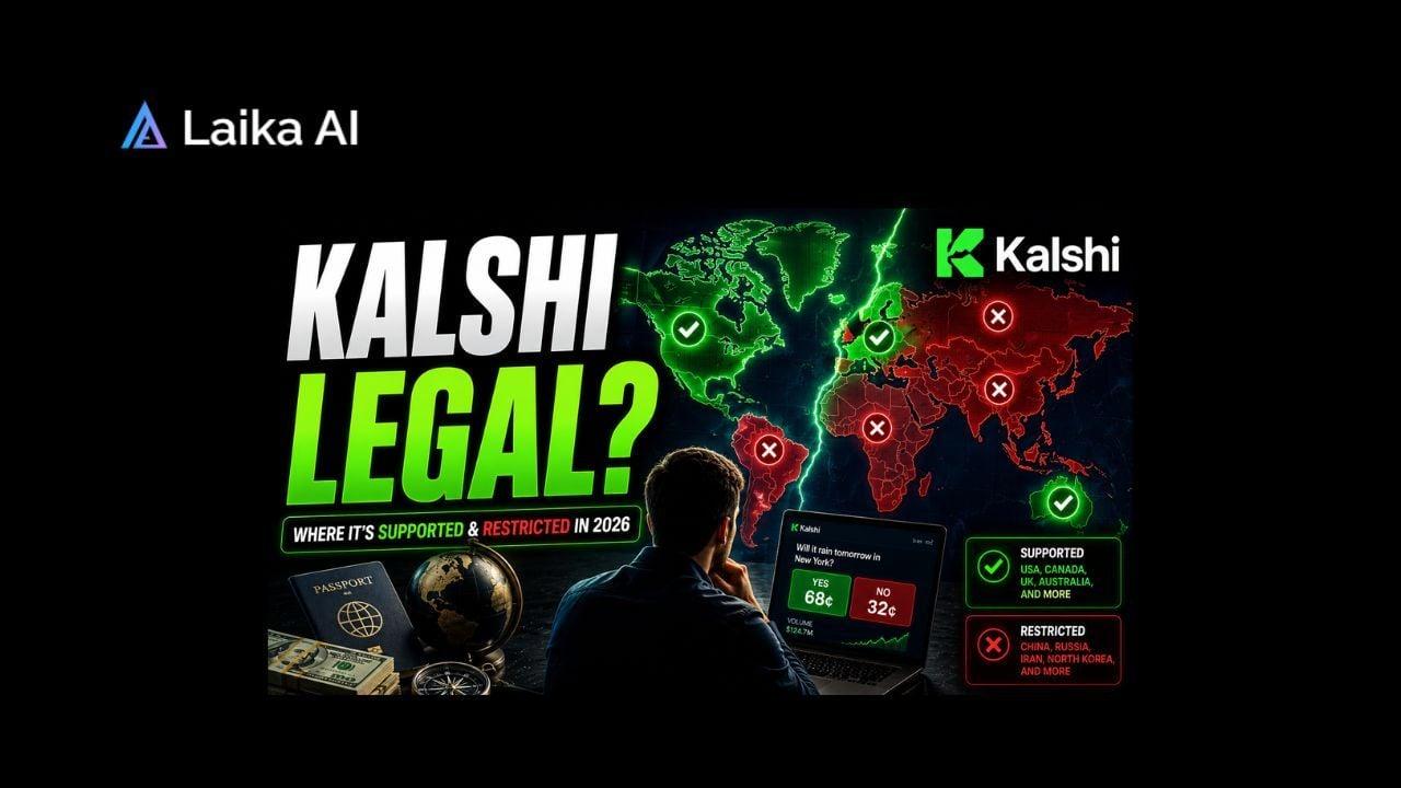 World map highlighting where Kalshi is legally available and restricted, alongside examples of event contracts, regulatory oversight, and market access for U.S. traders.