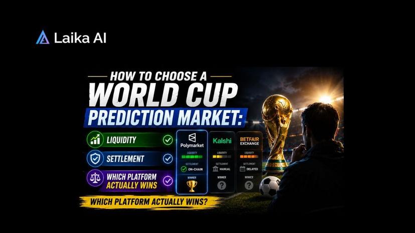 Comparison of World Cup prediction market platforms showing liquidity, odds, settlement rules, trading volume, and market depth across leading prediction markets.