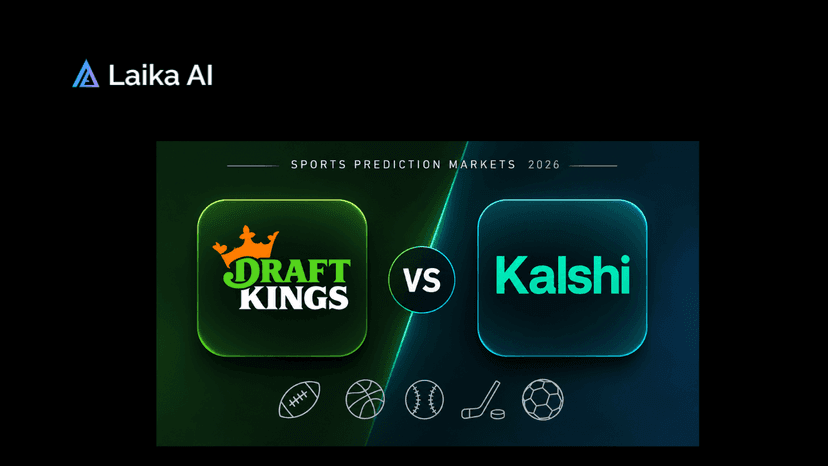 Side-by-side comparison of DraftKings Predictions and Kalshi showing NFL event contracts, sports prediction markets, trading odds, fees, liquidity, and user interface for U.S. sports traders.