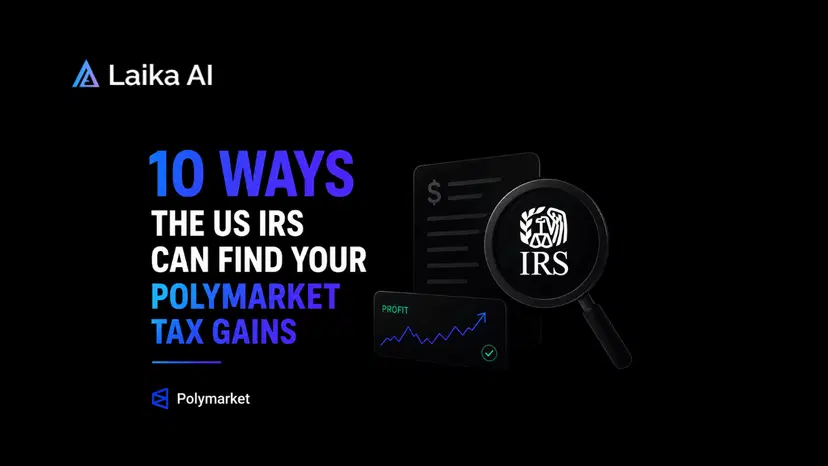 Illustration of Polymarket trading records, crypto wallet transactions, and tax reporting documents representing how prediction market gains may be tracked for U.S. tax purposes.