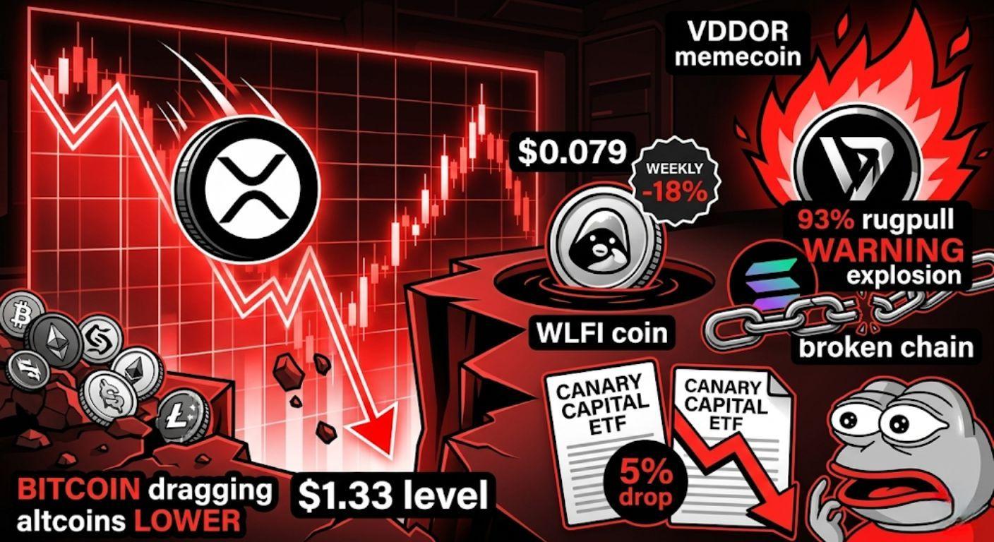 XRP Drops to $1.33 on BTC Weakness